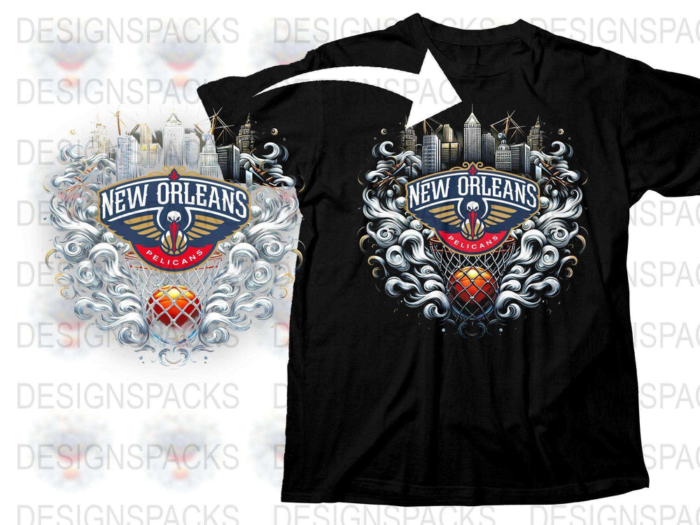 New Orleans Graphic T-Shirt, Unisex Cotton Tee, Detailed City Artwork Shirt, Basketball and Music Design Shirt