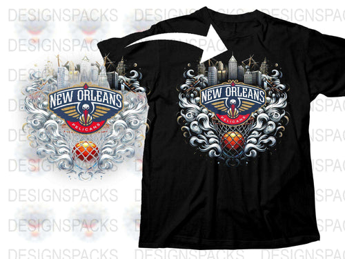 New Orleans Graphic T-Shirt, Unisex Cotton Tee, Detailed City Artwork Shirt, Basketball and Music Design Shirt