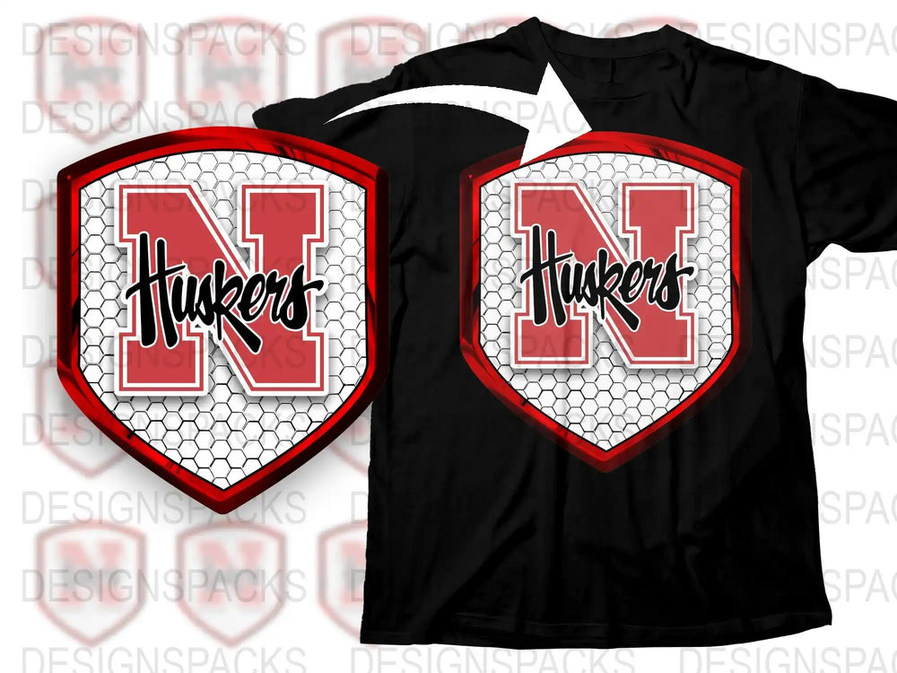 Nebraska Huskers T-Shirt, Vintage Logo, College Football Fan, Sports Apparel, Black Red, Unisex Size