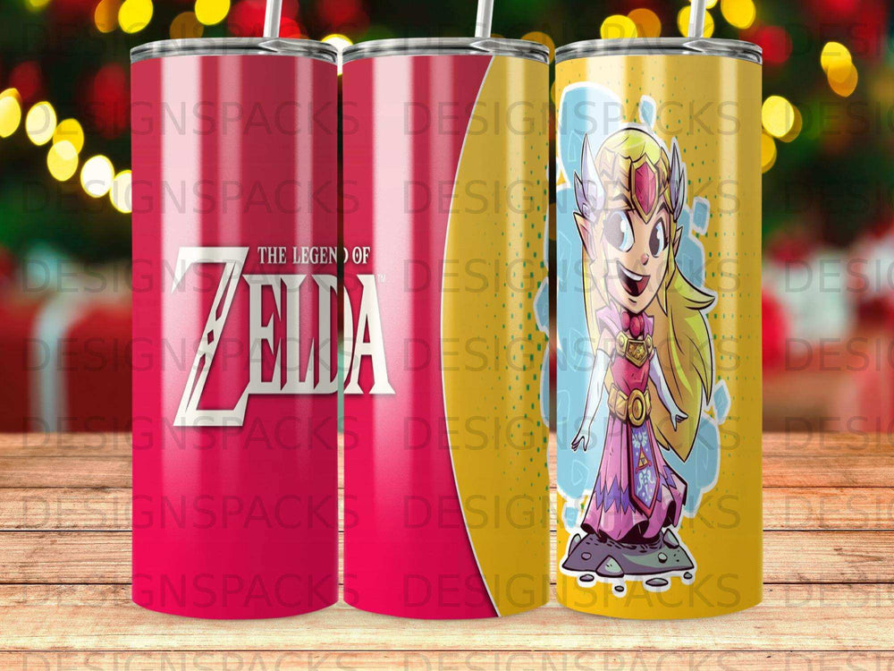 The Legend of Zelda tumbler featuring Princess Zelda in a pink dress.
