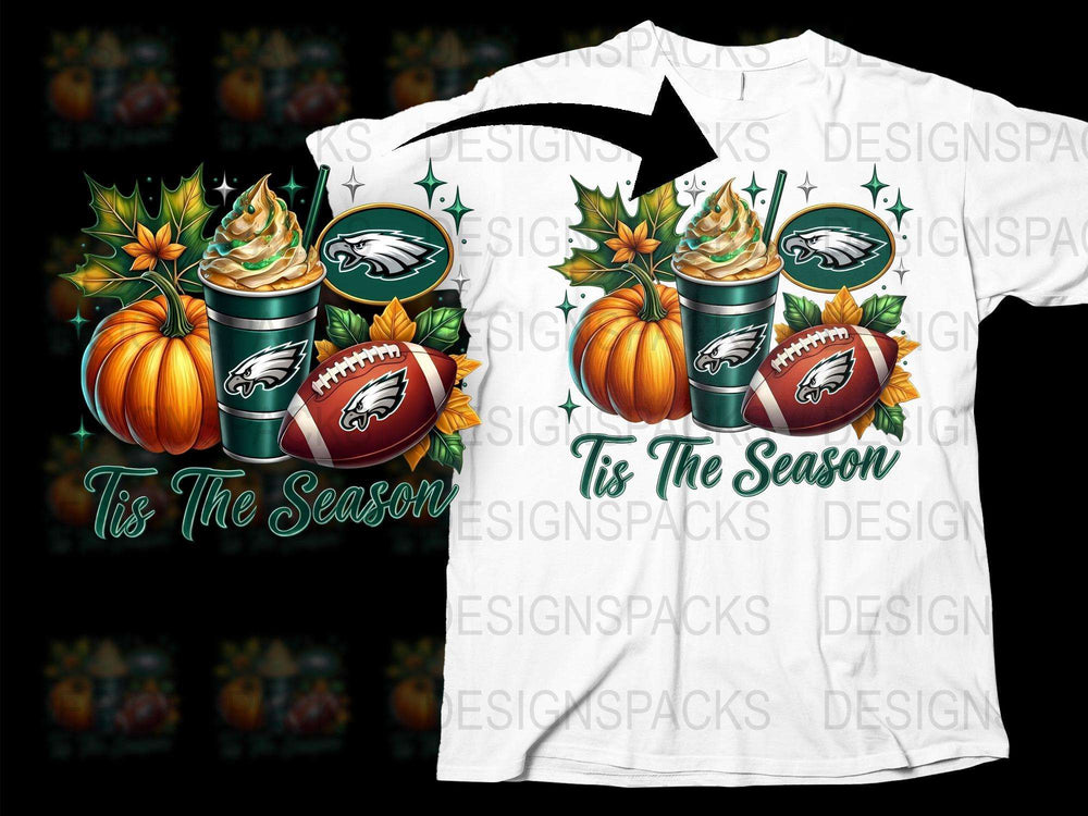 Festive Football T-Shirt, Philadelphia Themed Pumpkin Spice Graphic Tee, Fall Season Sports Fan Apparel