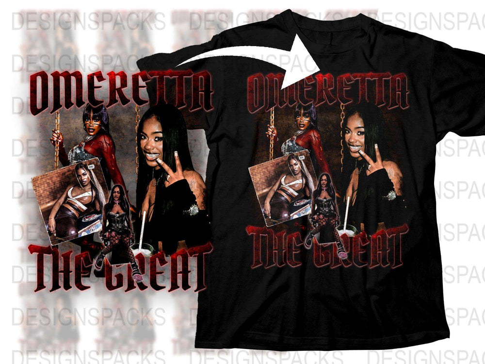 Omaretta The Great Black T-Shirt, Urban Graphic Tee, Hip Hop Fashion Top, Bold Statement Shirt