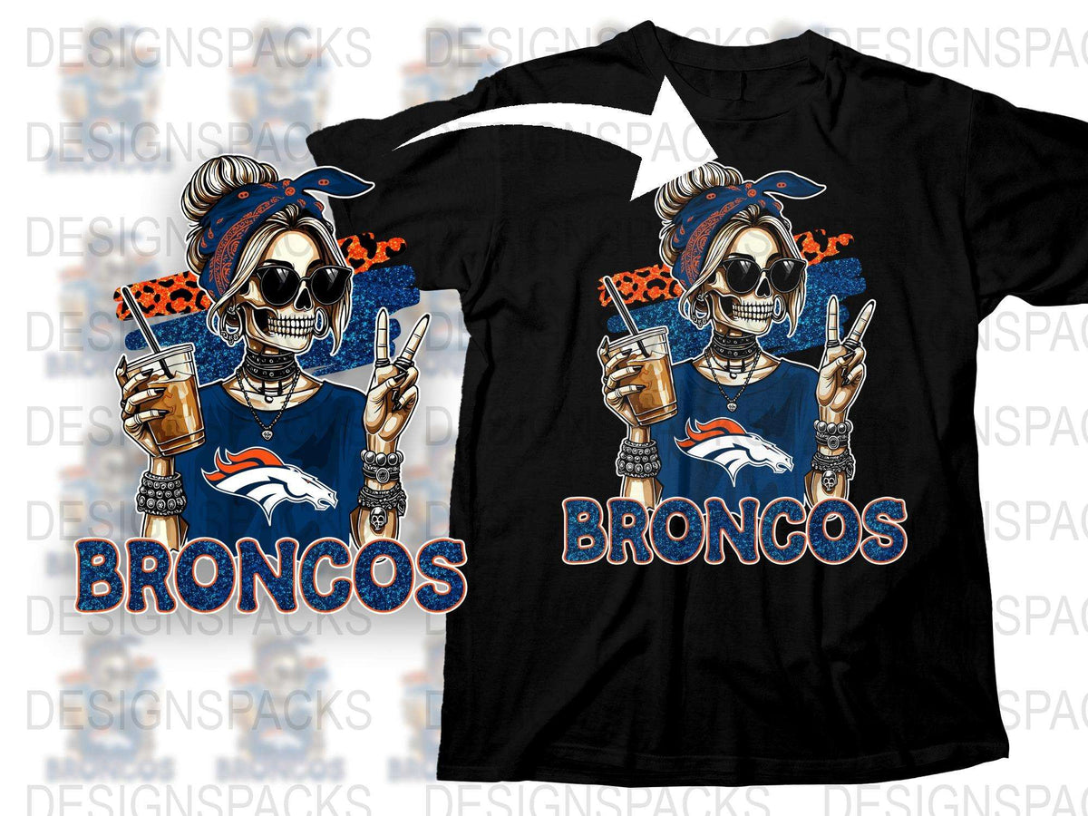 Cool Broncos Fan Skull T-Shirt, Sports Team Supporter Graphic Tee, Unique Denver Inspired Apparel for Football Lovers