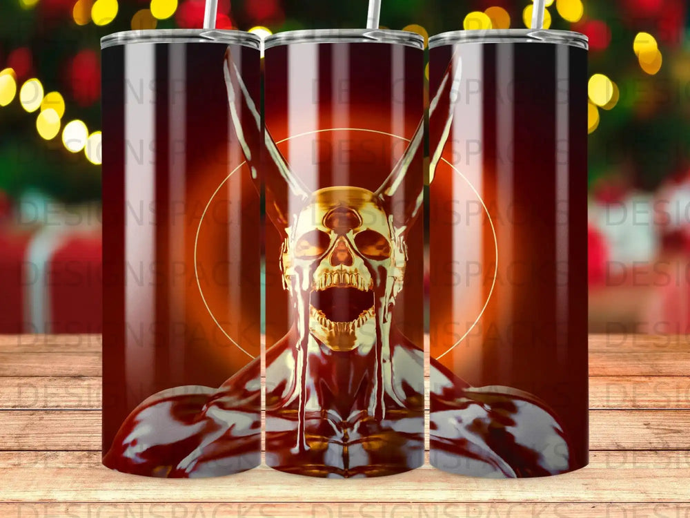 Golden Horned Skull Dripping Dark Background Design product type