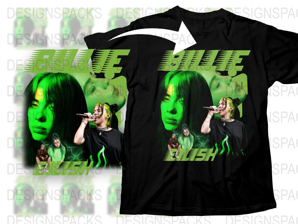 Unisex Black T-Shirt with Green Graphic Design, Stylish Music Artist Tee, Trendy Band Shirt for Concerts and Casual Wear