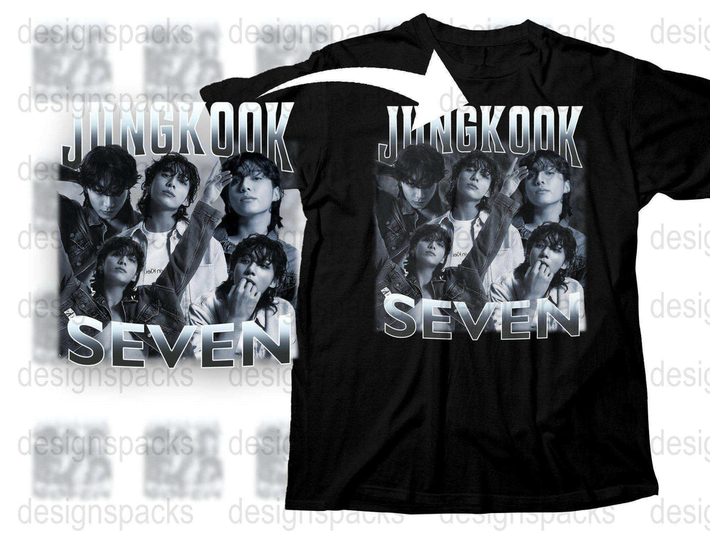 Jungkook Seven Black T-Shirt, K-Pop Idol Fan Merchandise, Graphic Tee, Unisex Music Apparel