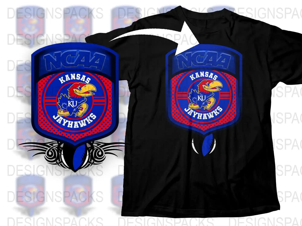 Kansas Jayhawks NCAA Logo T-Shirt, Blue and Red College Sports Apparel, Fan Gear
