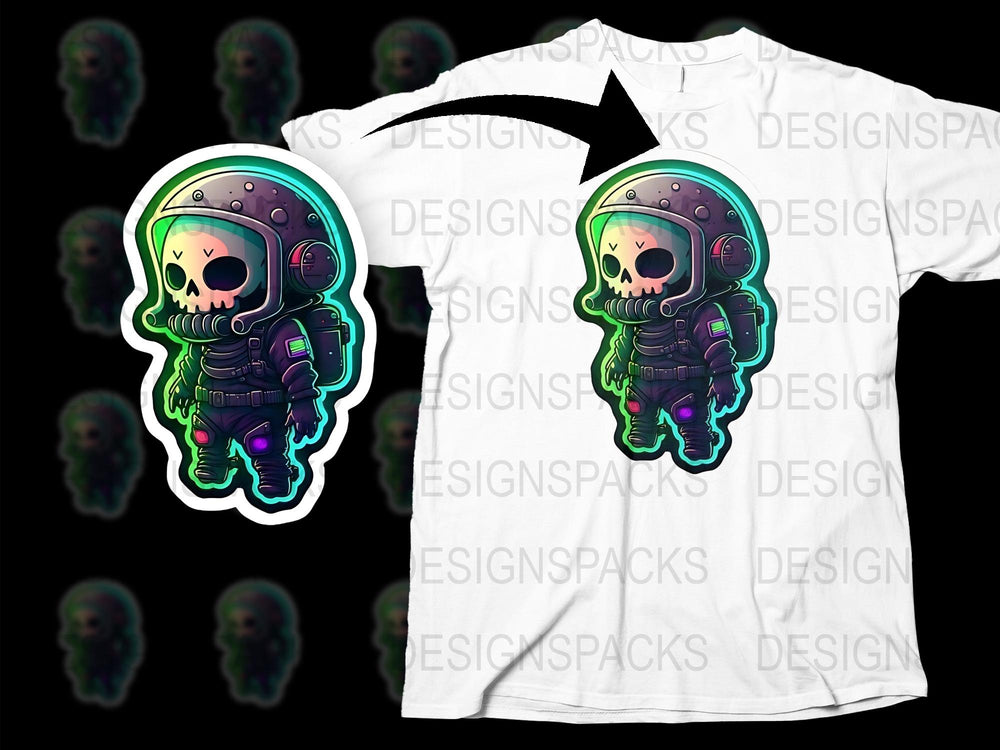 Astronaut Skull Graphic T-Shirt, Unique Space Helmet Design, Men's Fashion Tee, Cool Cosmic Apparel