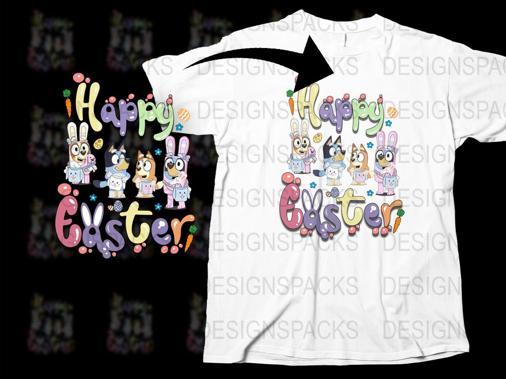 Happy Easter T-Shirt, Cute Bunny Graphic, Spring Holiday Tee, Kids and Adults Sizes Available