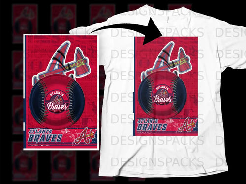 Atlanta Braves Baseball Theme Graphic T-shirt