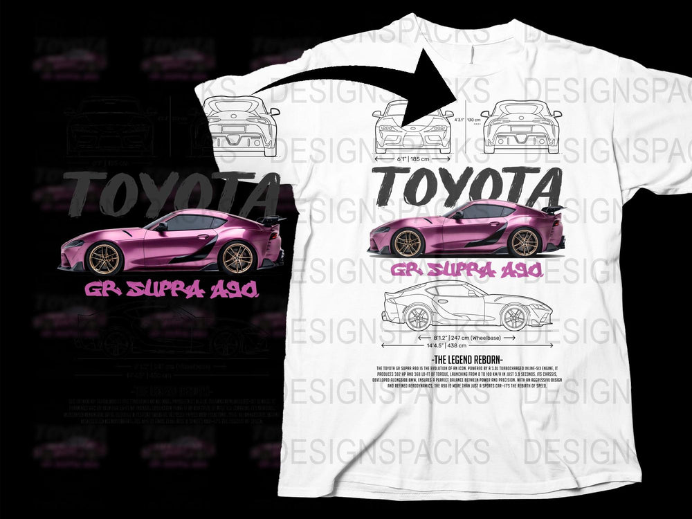 Toyota Supra GR 1994 Car Enthusiast T-Shirt | JDM Automotive White Graphic Tee | Unique Motorsport Apparel | Car Lover Gift Idea