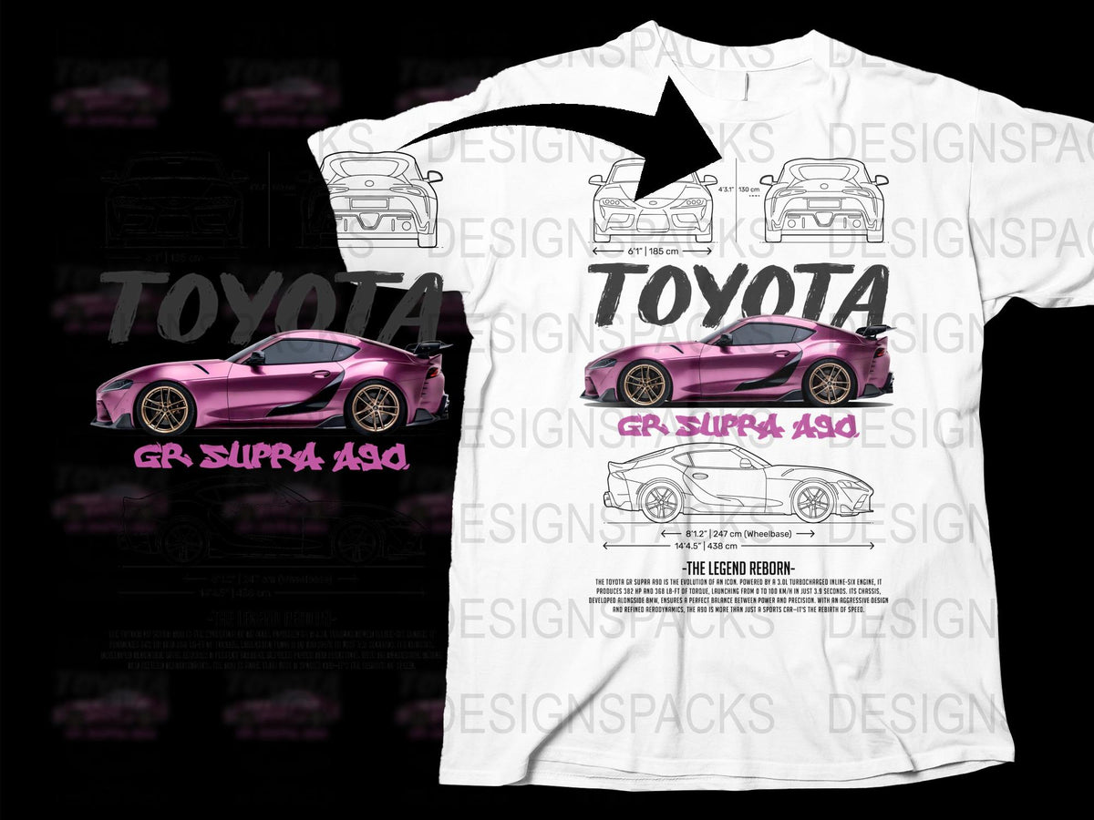 Toyota Supra GR 1994 Car Enthusiast T-Shirt | JDM Automotive White Graphic Tee | Unique Motorsport Apparel | Car Lover Gift Idea