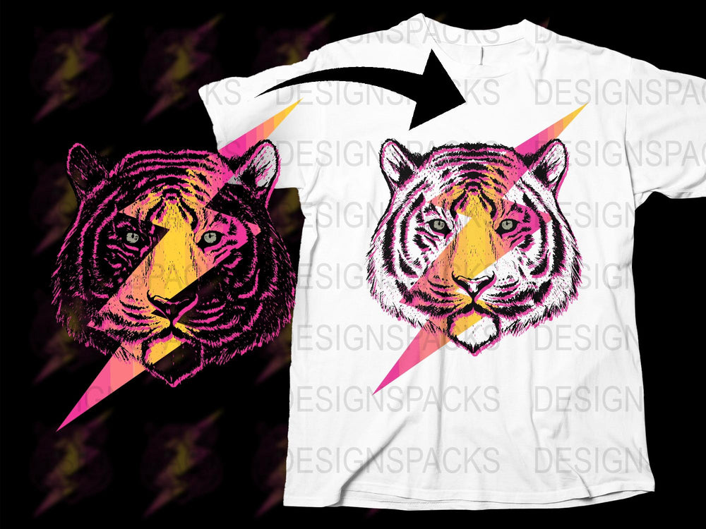 Colorful Tiger Face Graphic T-Shirt, Unisex Cotton Tee, Vibrant Animal Print, Casual Streetwear Top