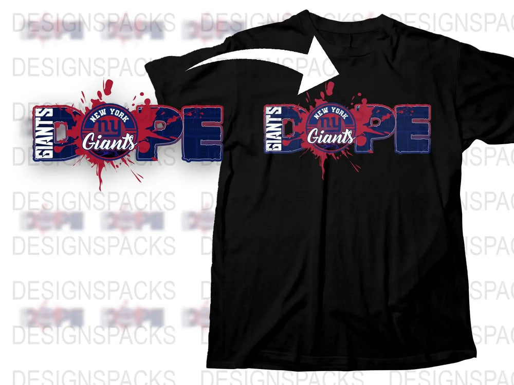 New York Giants Inspired T-Shirt, Splatter Art Design, Sports Fan Apparel, Trendy Graphic Tee
