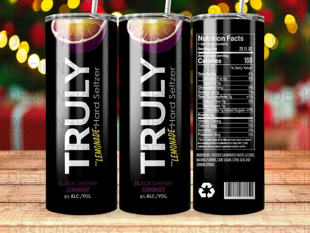 Truly Black Cherry Lemonade Hard Seltzer can with nutrition facts.