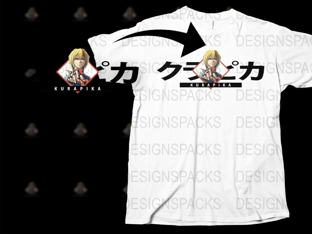 Hunter x Hunter Kurapika Anime Graphic T-Shirt, Unisex Manga Tee, Japanese Text, White Shirt