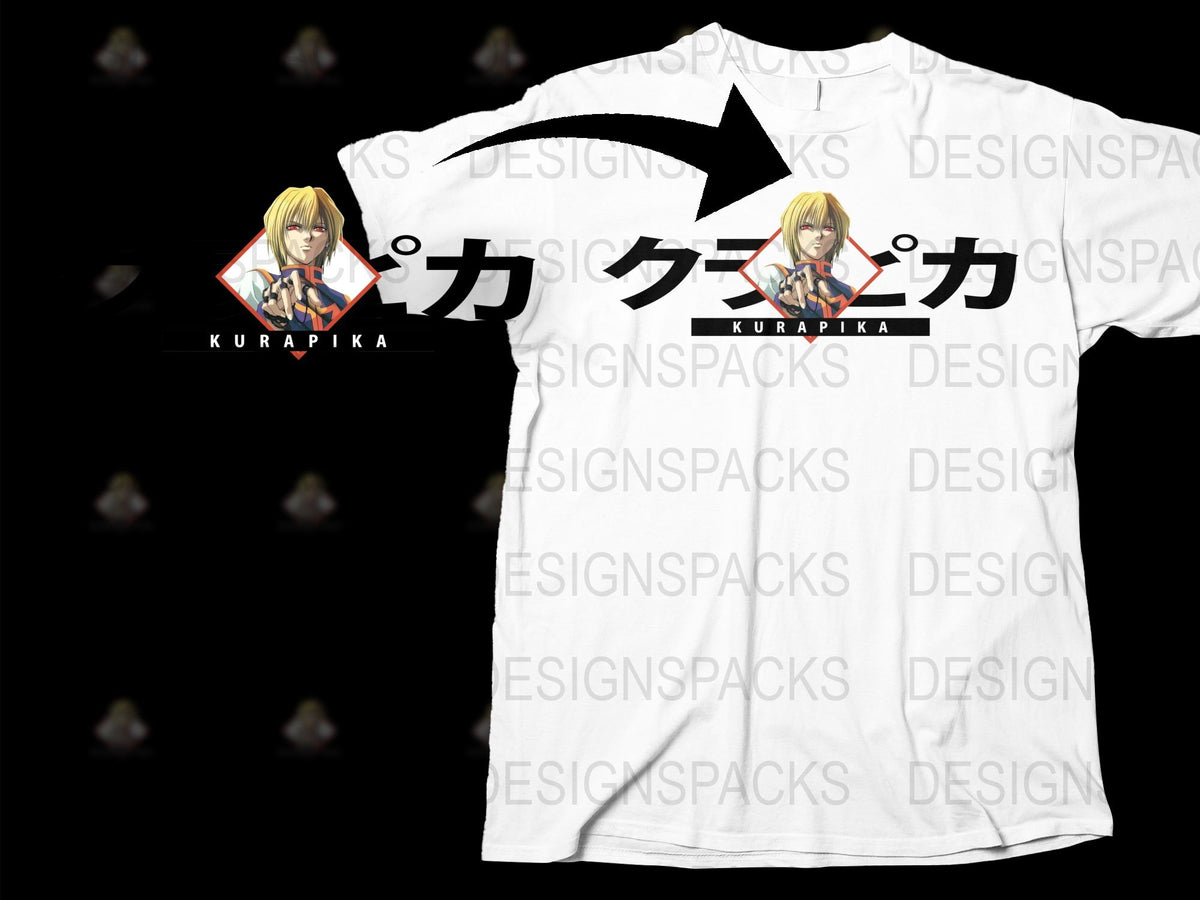 Hunter x Hunter Kurapika Anime Graphic T-Shirt, Unisex Manga Tee, Japanese Text, White Shirt