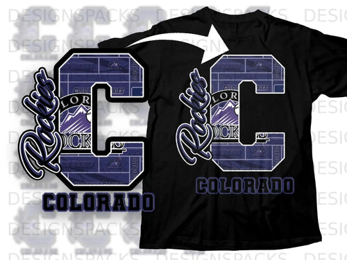 Colorado Rockies C Design Black T-Shirt