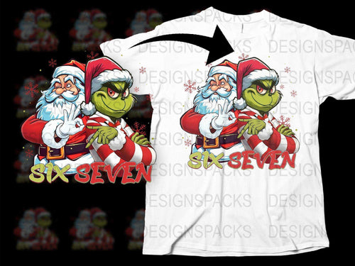 Festive Santa and Grinch Graphic T-Shirt, Christmas Holiday Matching Family Tee, Fun Xmas Gift Idea