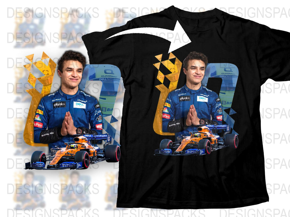 Racing Driver Graphic T-Shirt, Motorsport Fan Apparel, Orange Blue Car Design, Casual Wear for Men and Women