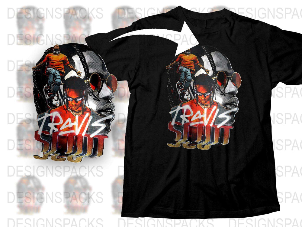 Travis Scott Inspired Graphic T-Shirt, Hip Hop Artist Music Tee, Unisex Black Cotton Shirt