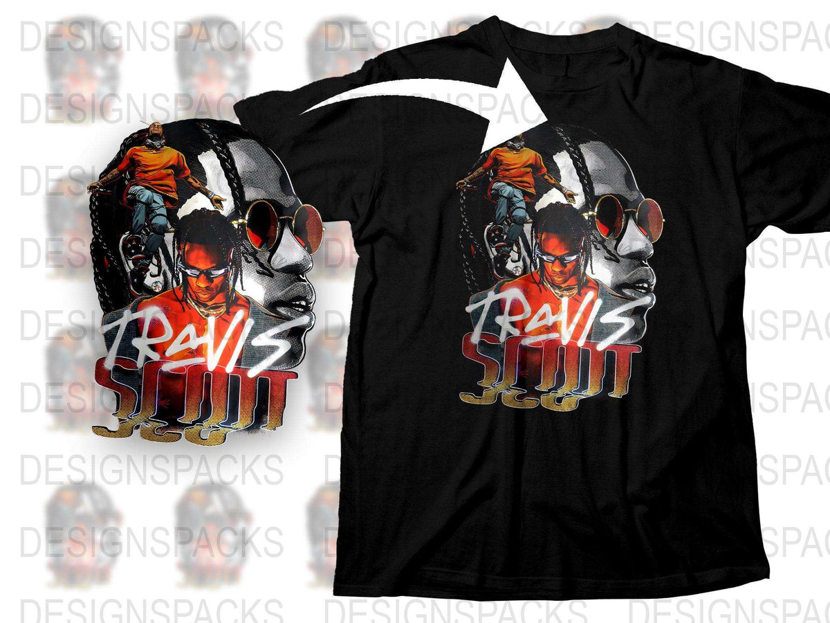 Travis Scott Inspired Graphic T-Shirt, Hip Hop Artist Music Tee, Unisex Black Cotton Shirt
