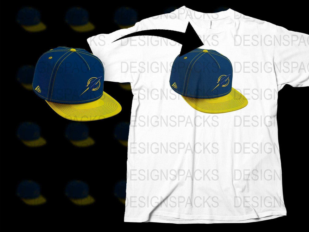 Sports Team Logo T-Shirt and Snapback Hat Set, Navy Blue and Yellow, Unisex