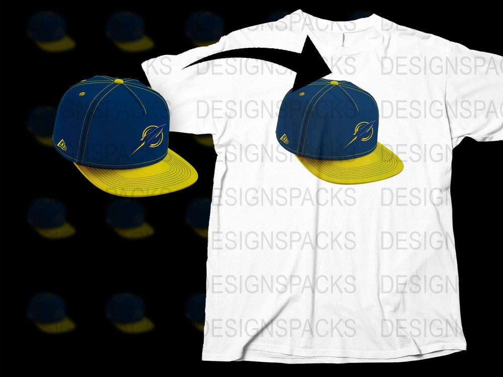 Sports Team Logo T-Shirt and Snapback Hat Set, Navy Blue and Yellow, Unisex