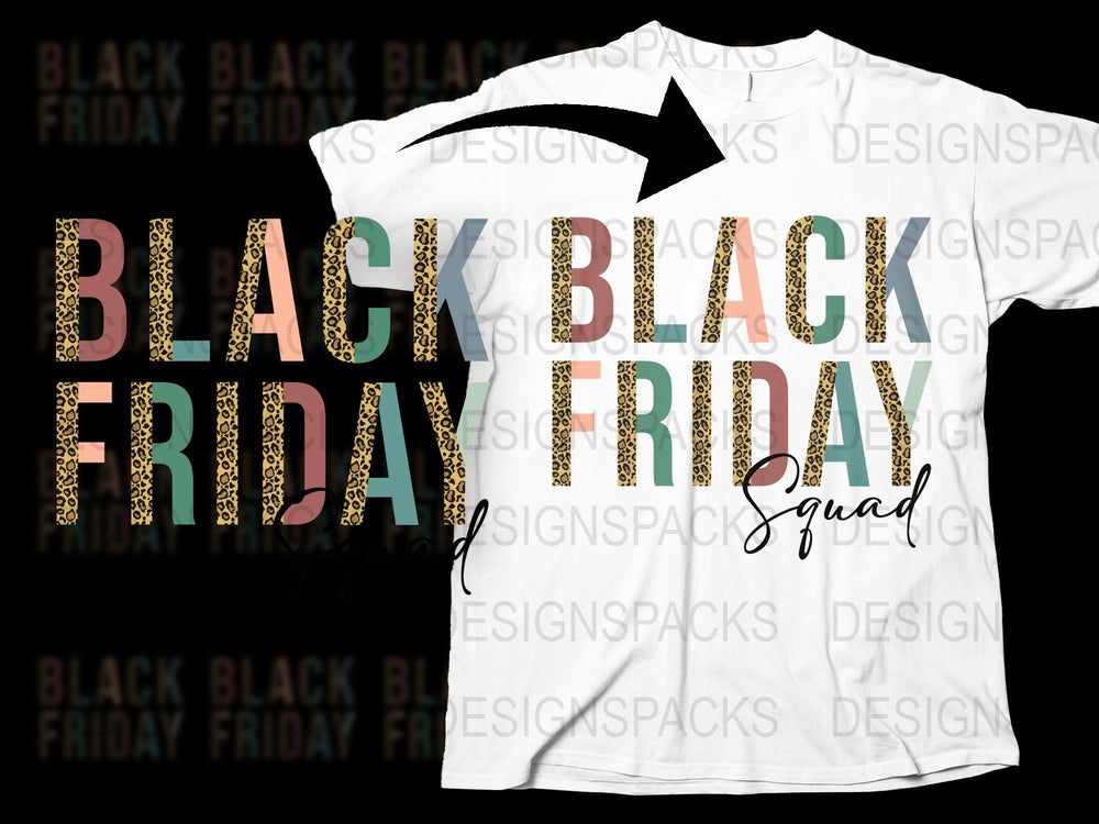 Black Friday Squad T-Shirt, Leopard Print, Camo Graphic, Holiday Shopping Team Tee, Unisex Fashion Top