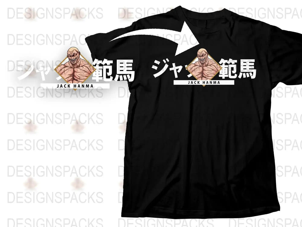 Anime Manga T-Shirt, Jack Hanma Graphic, Baki the Grappler Inspired Tee, Black Unisex Casual Shirt