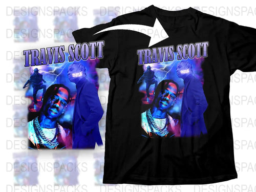 Travis Scott Inspired Graphic T-Shirt, Hip Hop Artist Concert Tee, Vibrant Music Fan Apparel, Unique Gift Idea