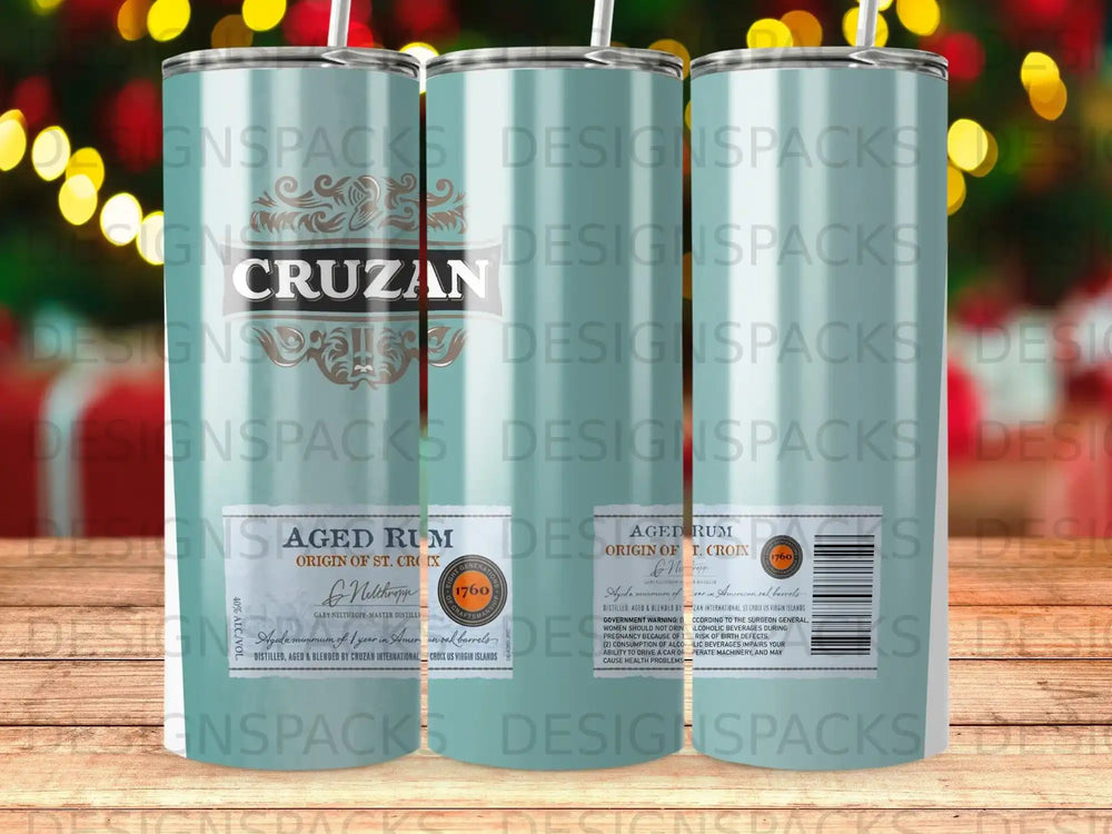 Cruzan Aged Rum bottle with labels detailing origin and aging process.