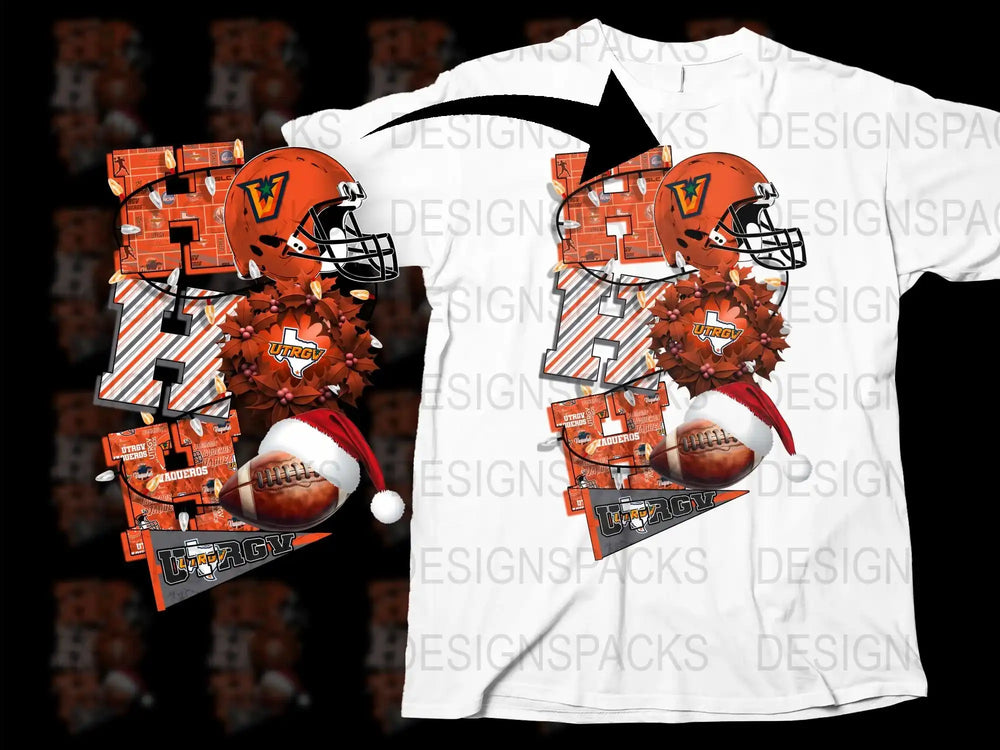 Custom Football Helmet Graphic T-Shirt, Sports Team Spirit Tee, Unique Game Day Apparel, Orange Helmet Design