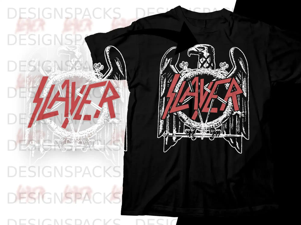 Black t-shirt featuring the Slayer band logo with a winged skull graphic.