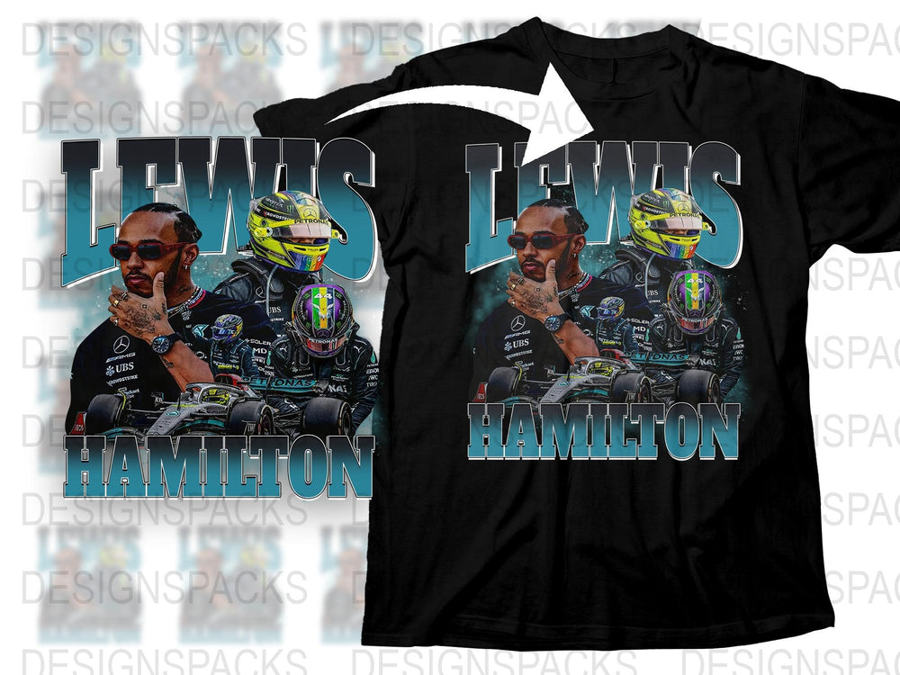 Lewis Hamilton F1 Racing Graphic T-Shirt, Motorsport Fan Apparel, Driver Merch, Team Gear, Unisex Black Tee