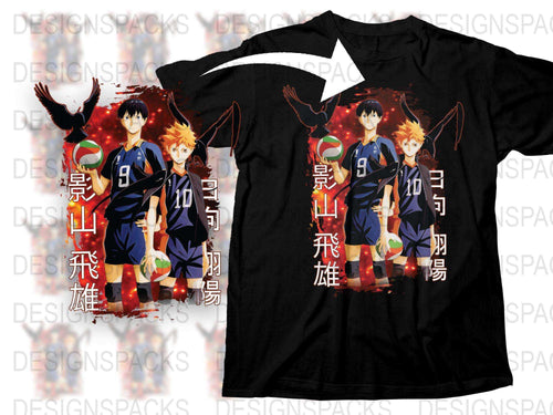 Haikyuu Anime T-Shirt, Tobio Kageyama Shoyo Hinata Volleyball Graphic Tee, Unisex Manga Shirt