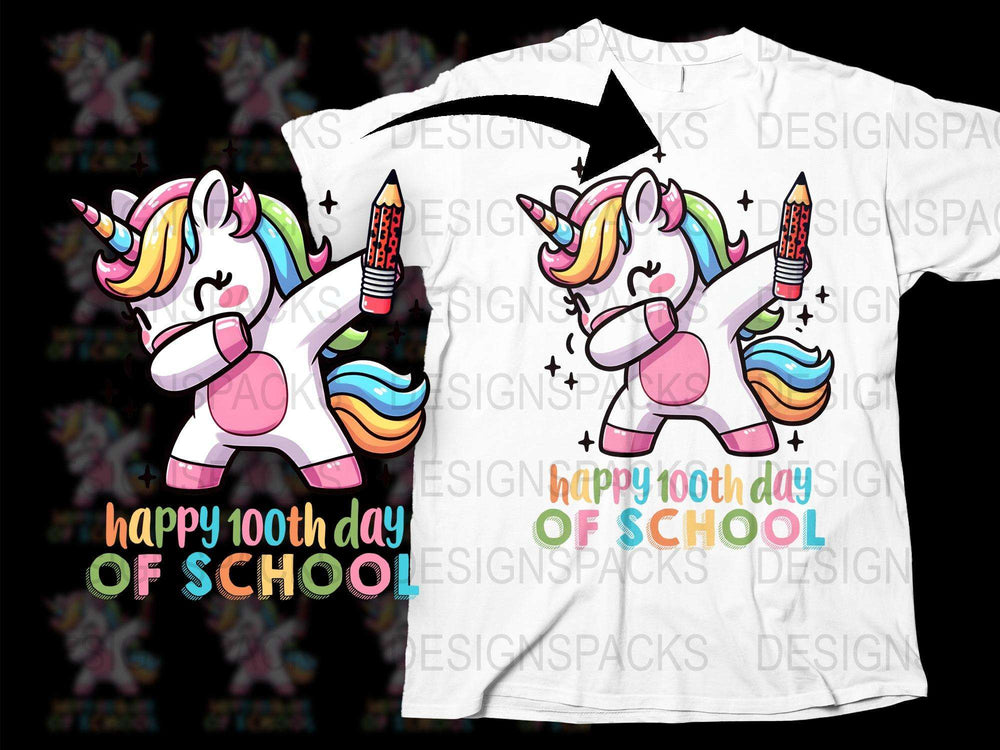 Unicorn 100th Day of School T-Shirt, Colorful Kids Graphic Tee, Unicorn Lover Gift