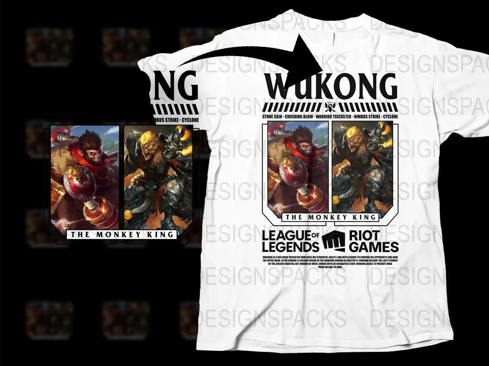 League of Legends Wukong T-Shirt, The Monkey King Graphic Tee, Gaming Apparel, Riot Games Merchandise