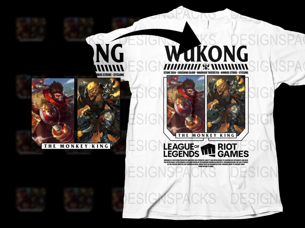 League of Legends Wukong T-Shirt, The Monkey King Graphic Tee, Gaming Apparel, Riot Games Merchandise