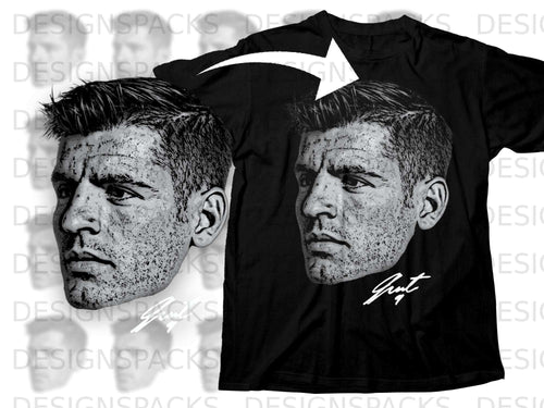 Black T-shirt with Detailed Face Art Design