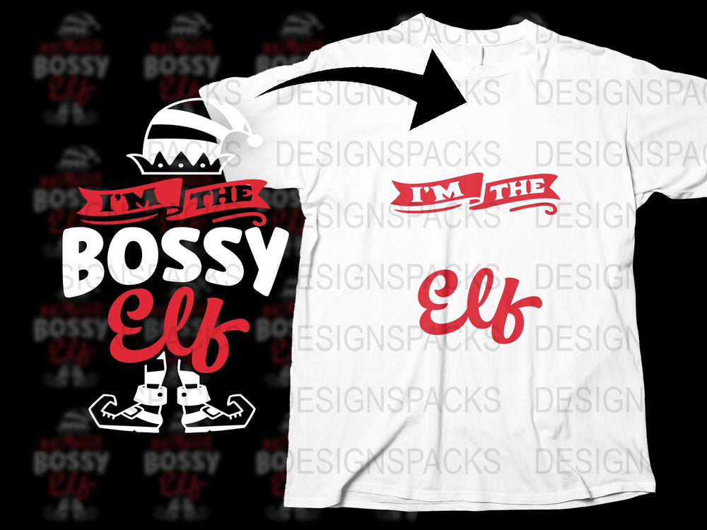 Bossy Elf Christmas T-Shirt, Funny Holiday Apparel, Festive Elf Graphic Tee, Unisex Winter Clothing, Gift Idea