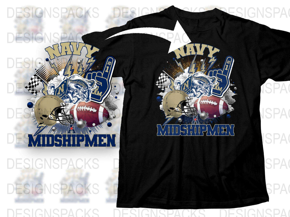 Navy Midshipmen Football T-Shirt, College Sports Graphic Tee, Men's Athletic Apparel, Patriotic Game Day Shirt