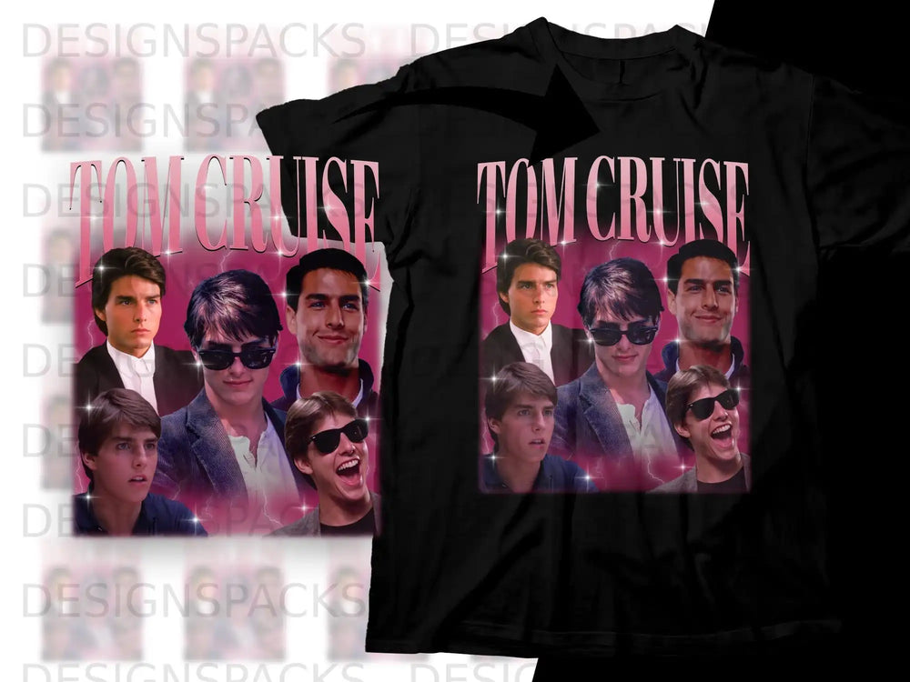 Tom Cruise collage t-shirt with "Top Cruise" text.