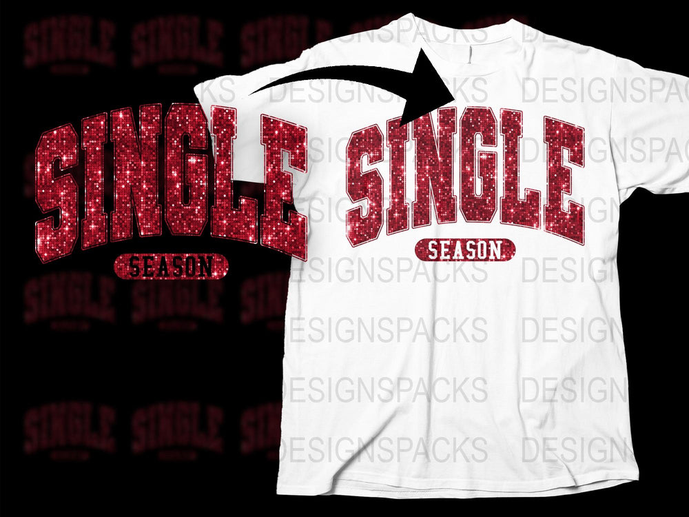 Single Season Red Glitter Text White T-Shirt, Trendy Holiday Shirt, Festive Christmas Tee, Gift Idea