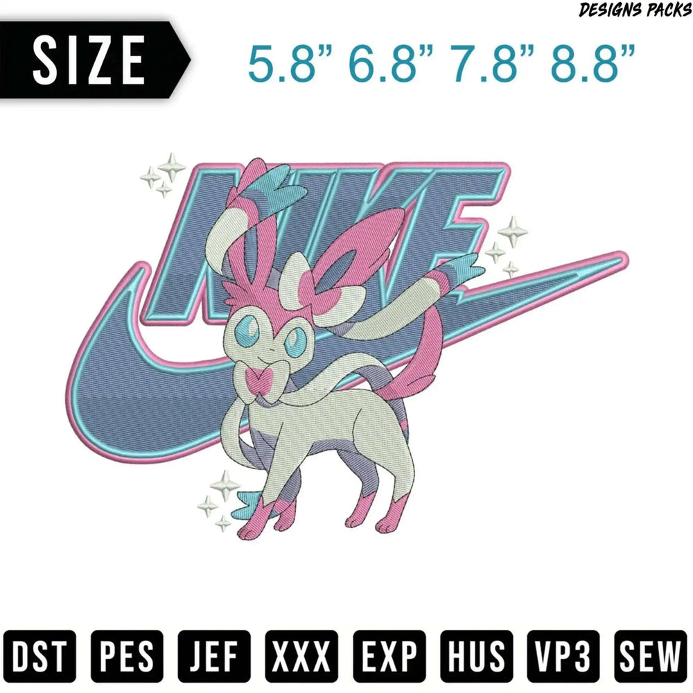 Sylveon Pokémon embroidered patch with Nike logo.