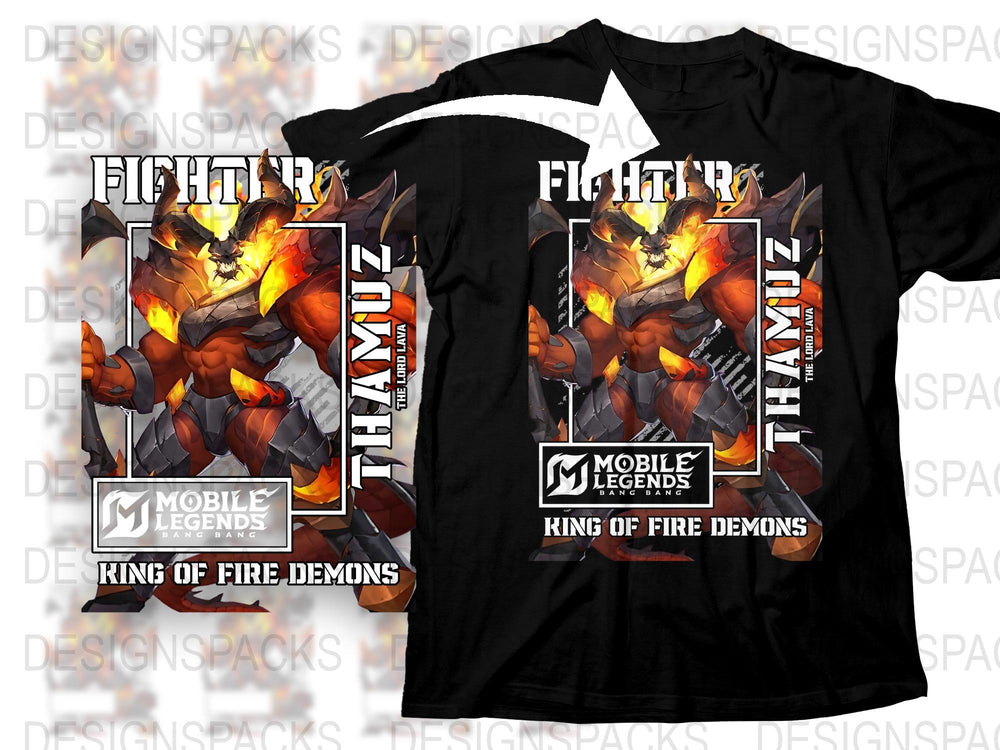 Mobile Legends Fighter Zonvil T-Shirt, King of Fire Demons Graphic Tee, Gaming Apparel, Unisex Black Shirt