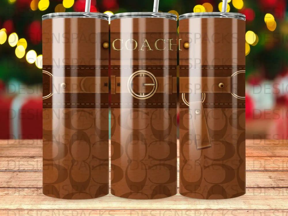 Brown Coach Logo Pattern Belt Tumbler product type