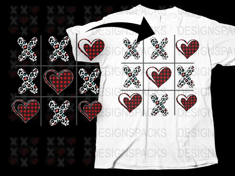 Red and Black Buffalo Plaid Heart and Dog Bone Graphic T-Shirt, Unisex Casual Tee