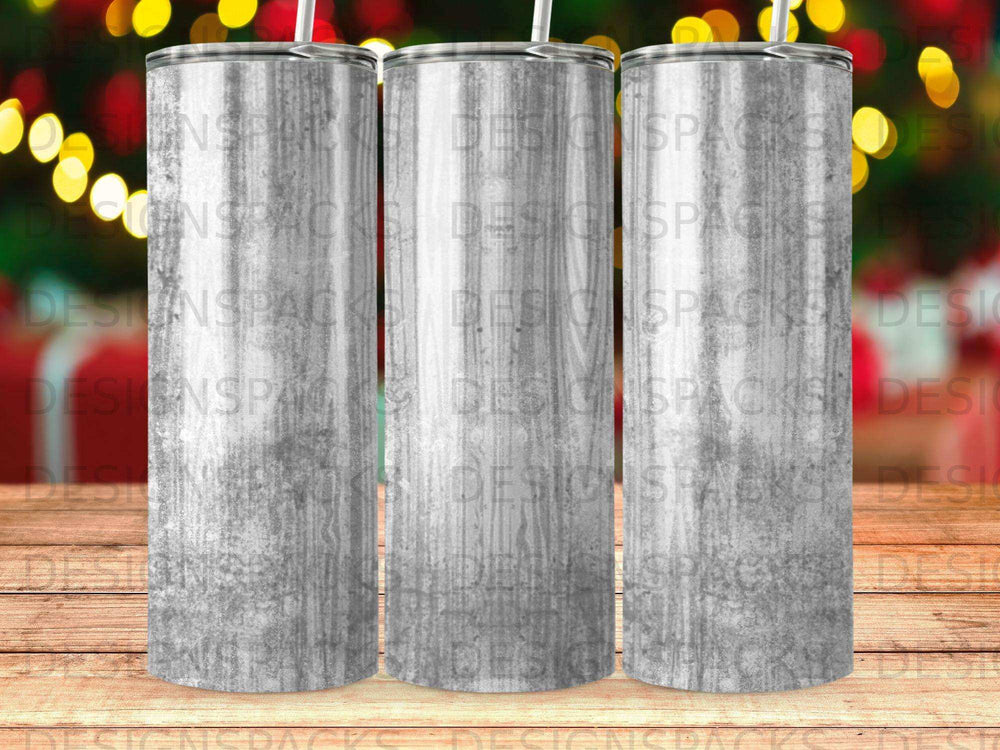 Three tumblers with a grey wood grain pattern arranged side-by-side.
