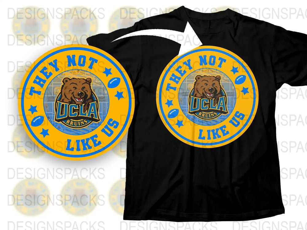 UCLA Bruins T-Shirt, Bear Mascot Black Tee, College Sports Fan Apparel, They Not Like Us Design